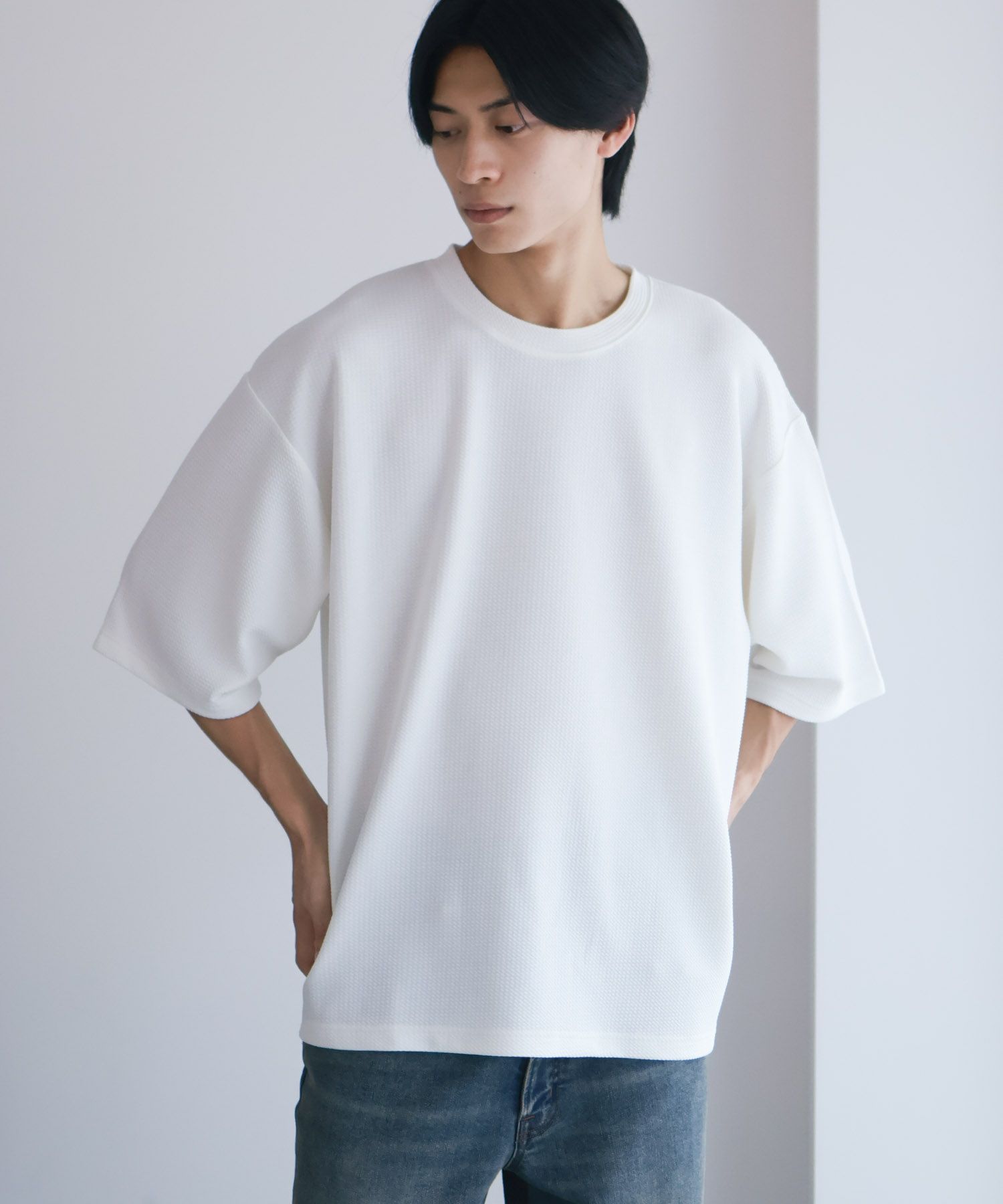 URBAN COLLECTION AIR Smoosy ドライワッフル5分袖Tシャツ メンズ