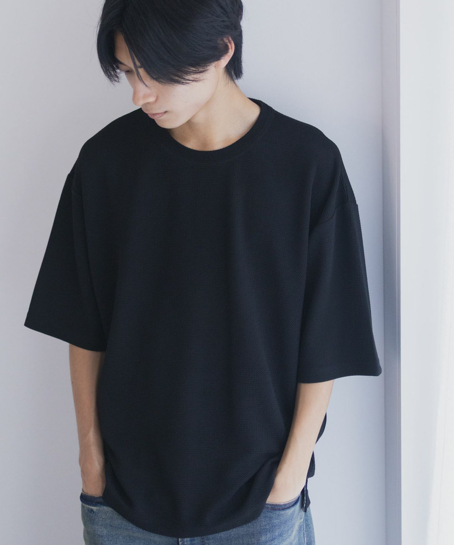 URBAN COLLECTION AIR Smoosy ドライワッフル5分袖Tシャツ メンズ