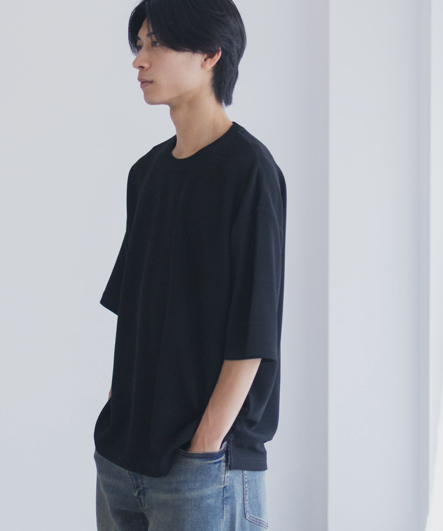 URBAN COLLECTION AIR Smoosy ドライワッフル5分袖Tシャツ メンズ