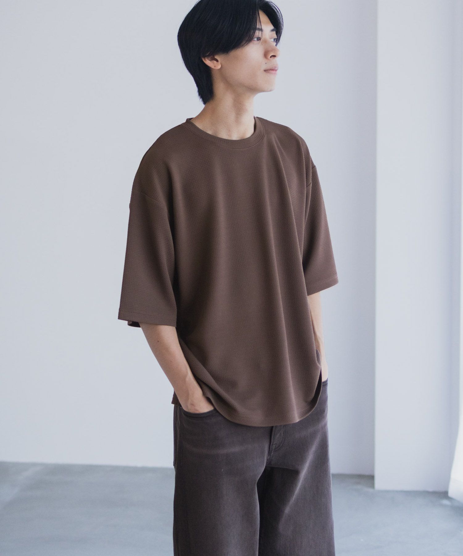 URBAN COLLECTION AIR Smoosy ドライワッフル5分袖Tシャツ メンズ
