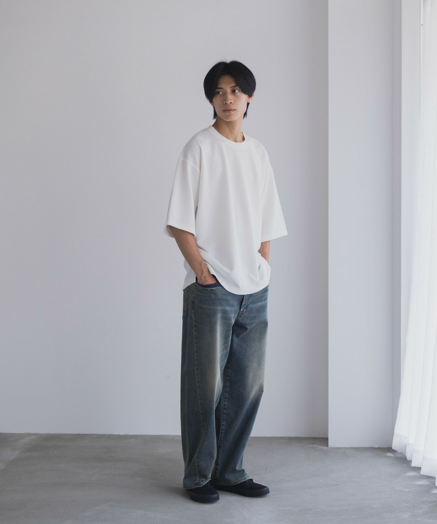 URBAN COLLECTION AIR Smoosy ドライワッフル5分袖Tシャツ メンズ