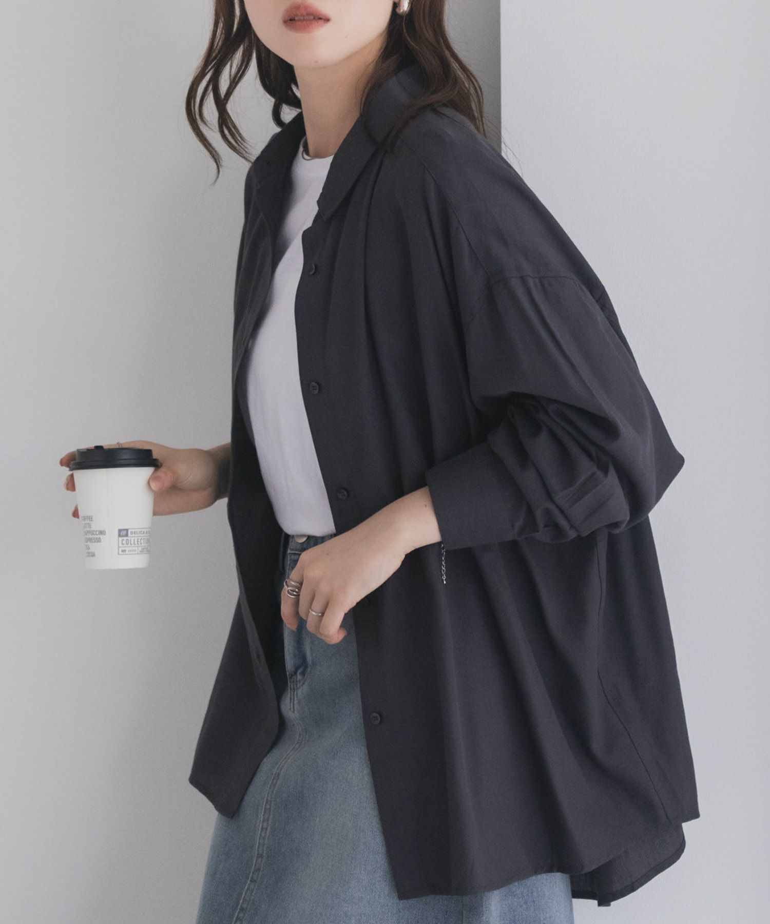 nAvy バックタック前開きシャツ レディース