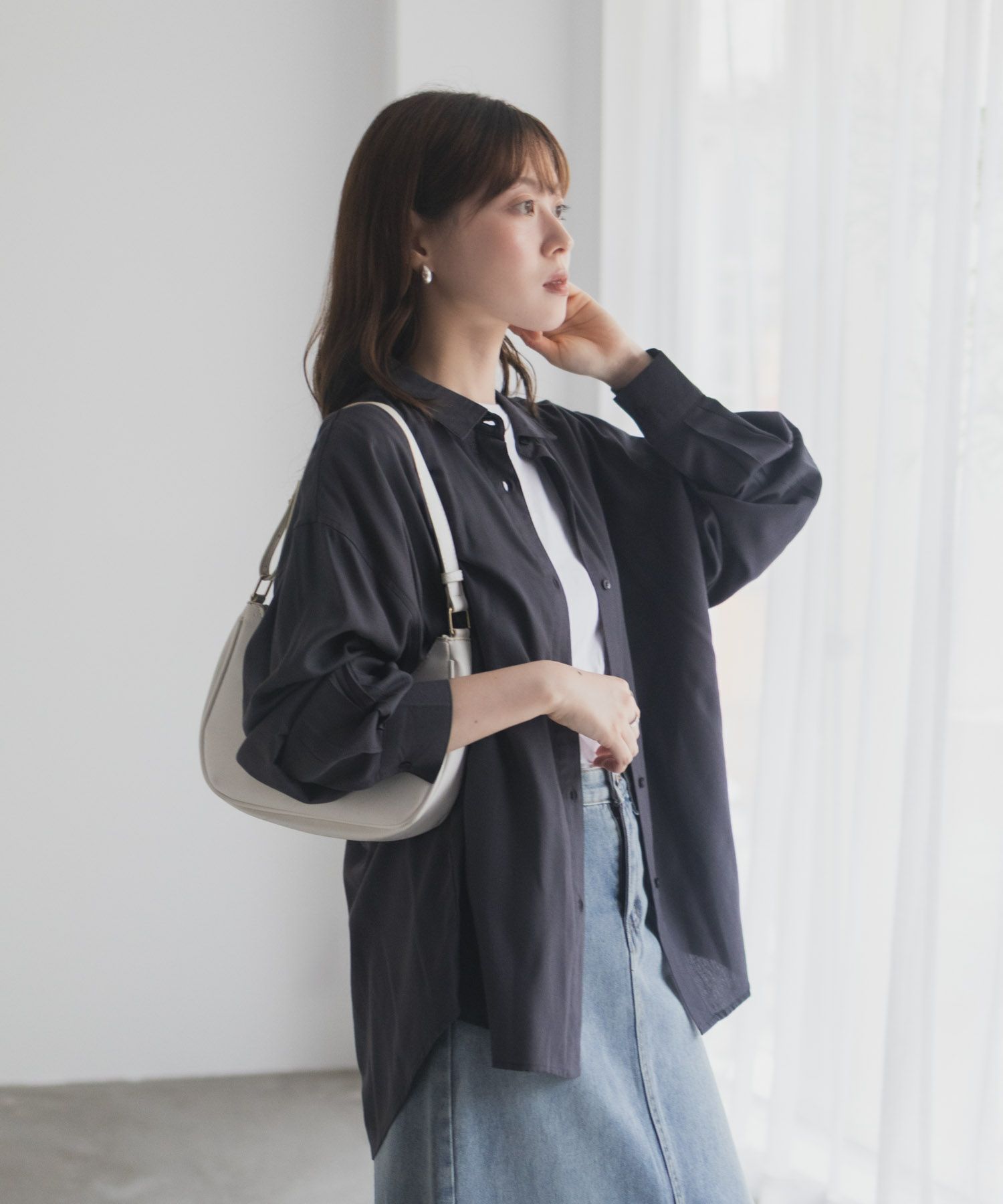 nAvy  バックタック前開きシャツ レディース商品画像-17