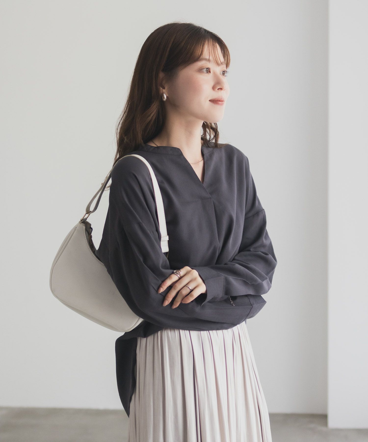 nAvy スキッパーブラウス レディース
