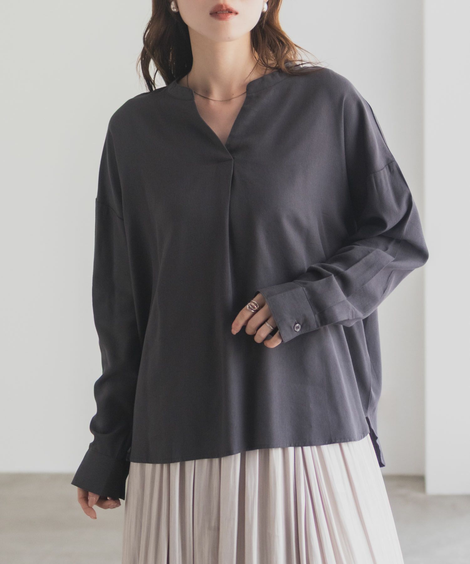 nAvy スキッパーブラウス レディース