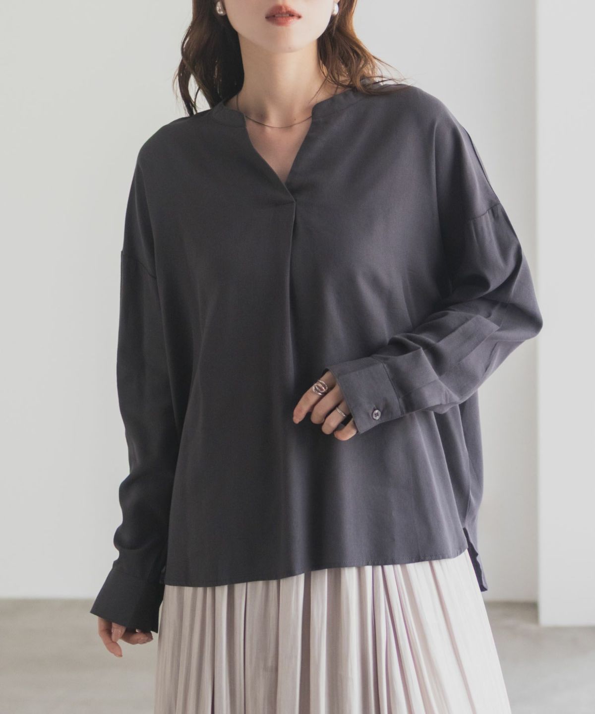 nAvy スキッパーブラウス レディース