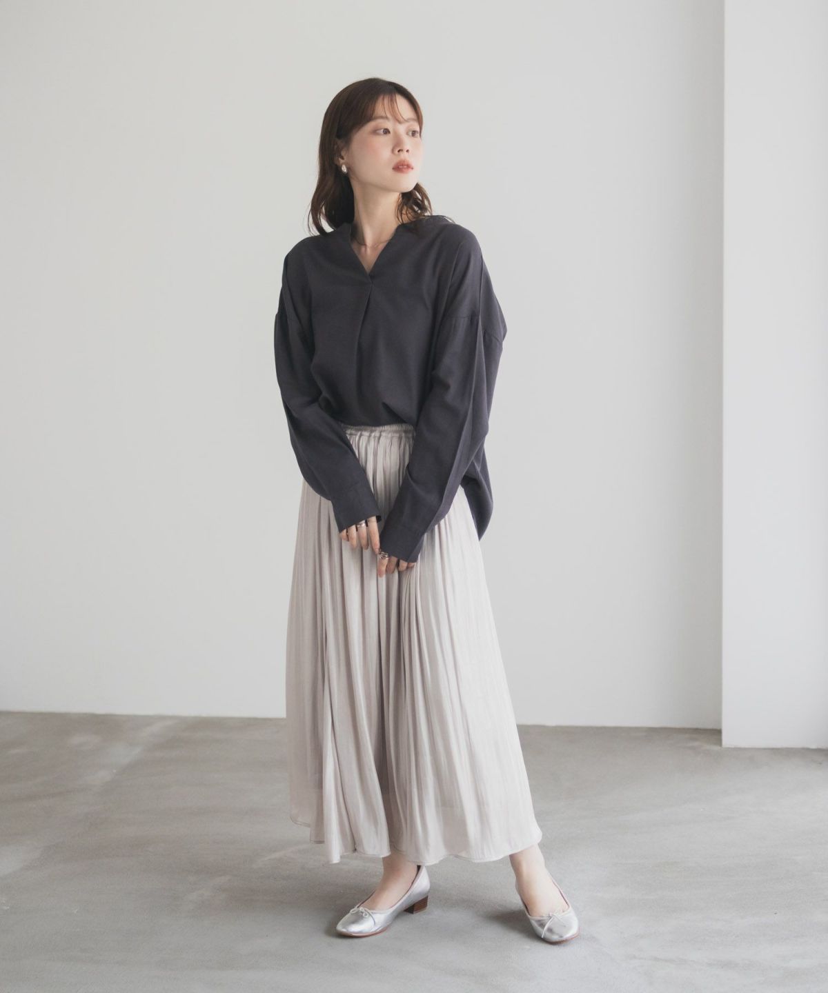 nAvy スキッパーブラウス レディース