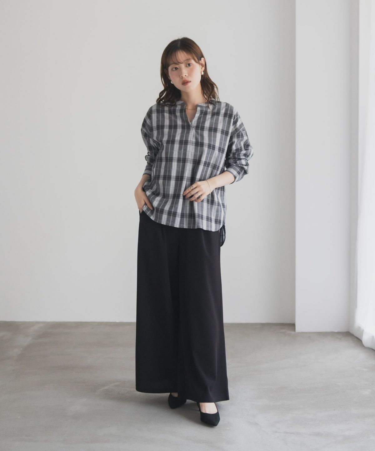 nAvy スキッパーブラウス レディース