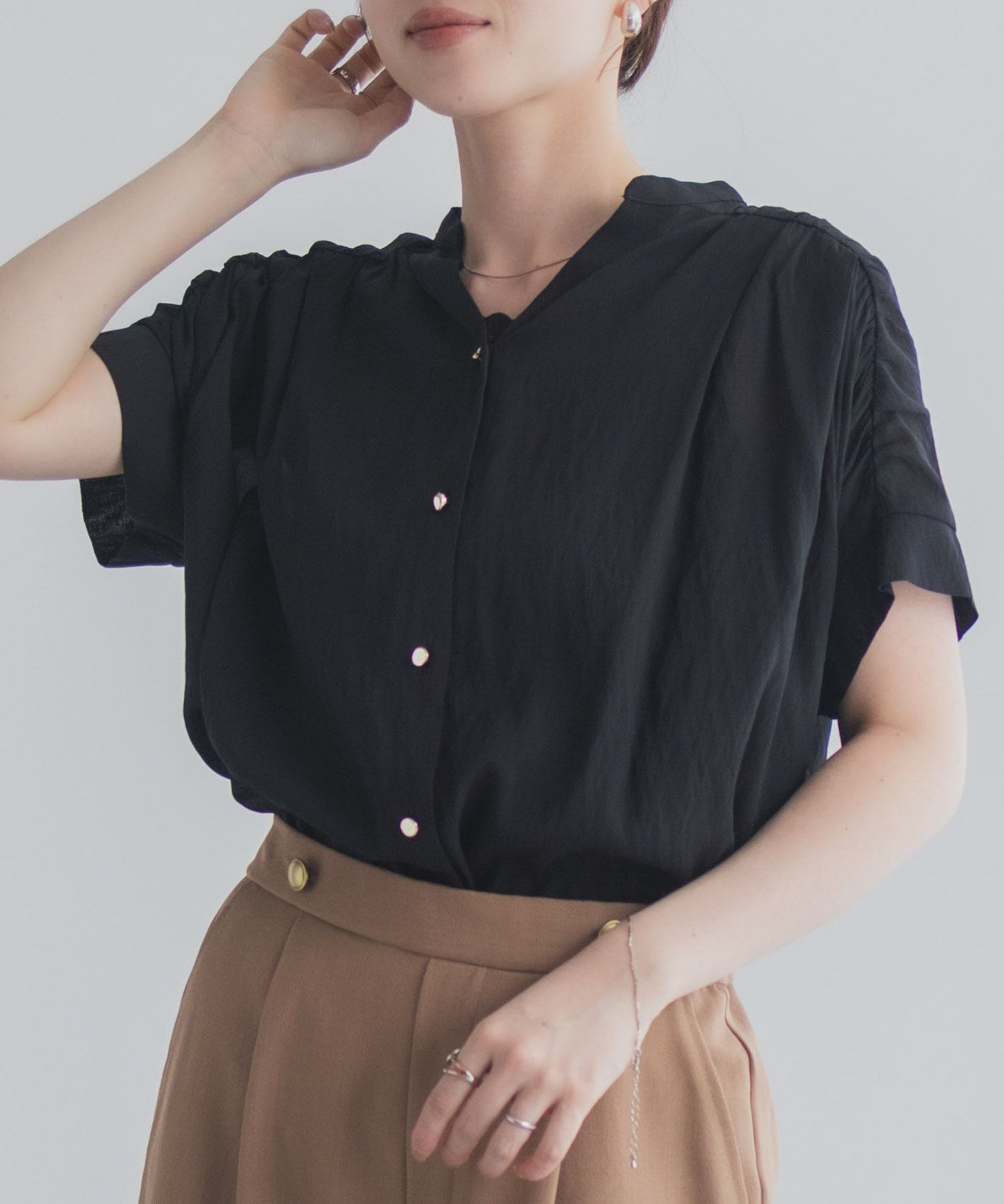 Idnes スキッパーシアーブラウス レディース