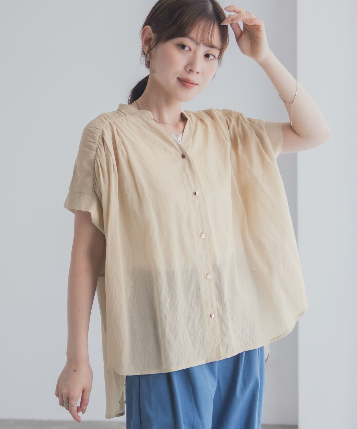 Idnes スキッパーシアーブラウス レディース