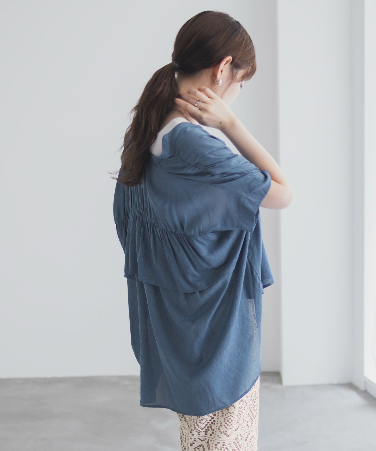 Idnes スキッパーシアーブラウス レディース