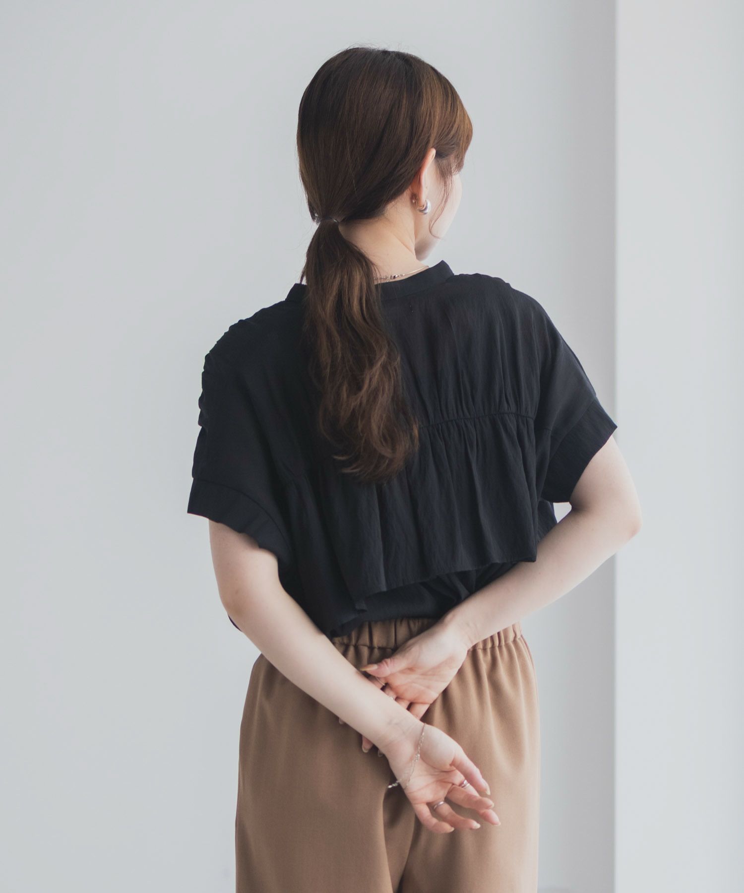 Idnes スキッパーシアーブラウス レディース