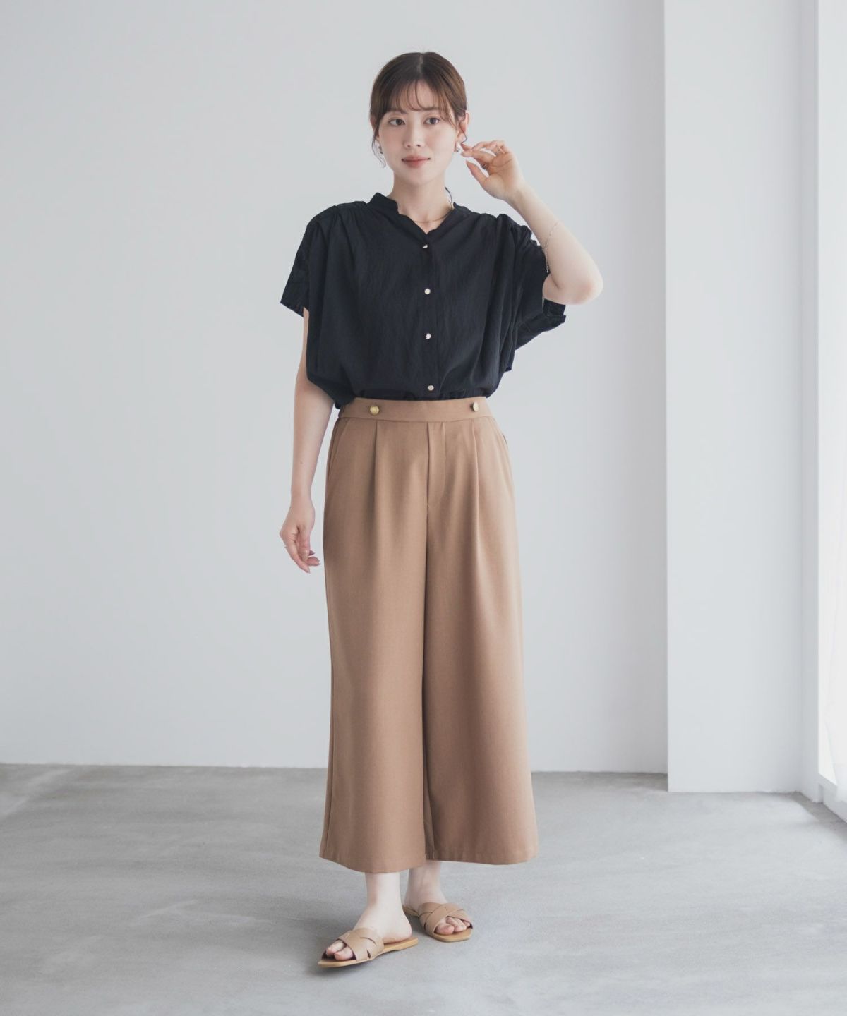 Idnes スキッパーシアーブラウス レディース