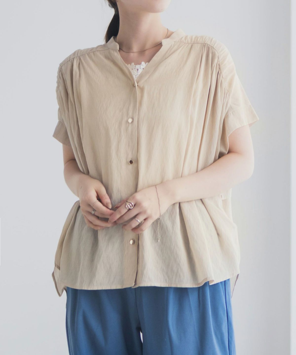 Idnes スキッパーシアーブラウス レディース