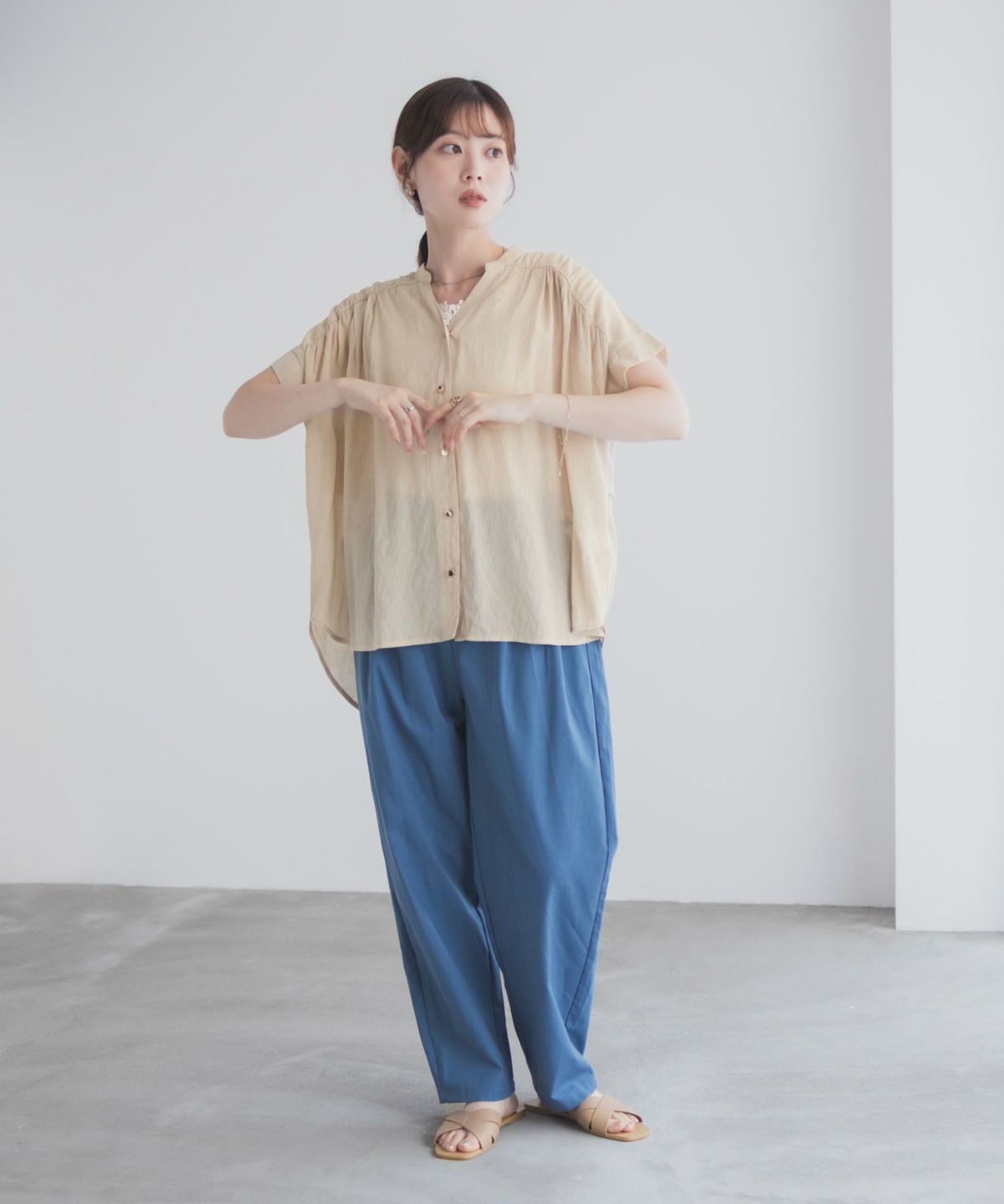 Idnes スキッパーシアーブラウス レディース