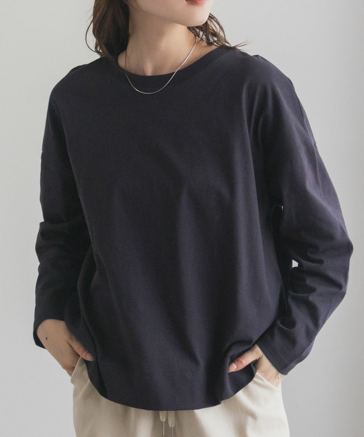 nAvy エブリーT 裾スリット長袖Tシャツ レディース ネコポス 対応商品