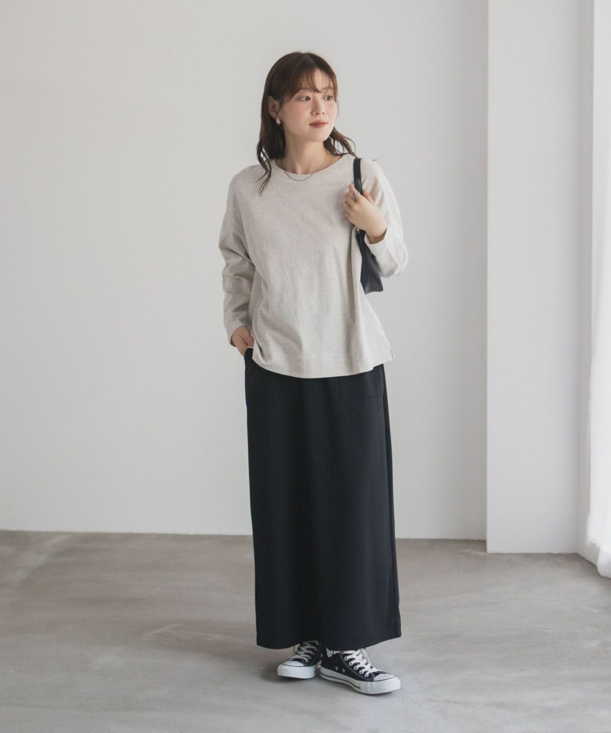 nAvy エブリーT 裾スリット長袖Tシャツ レディース ネコポス 対応商品