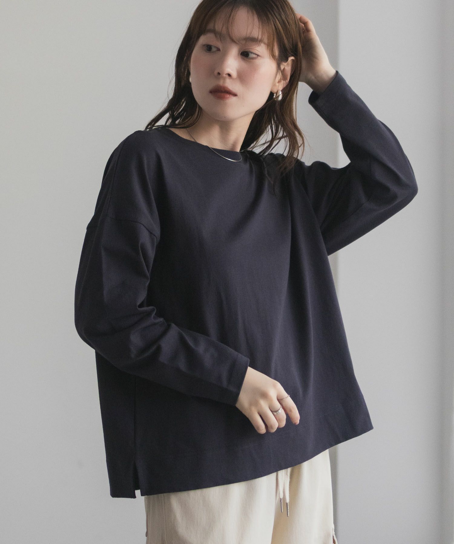 nAvy エブリーT 裾スリット長袖Tシャツ レディース メール便 対応商品商品画像-15