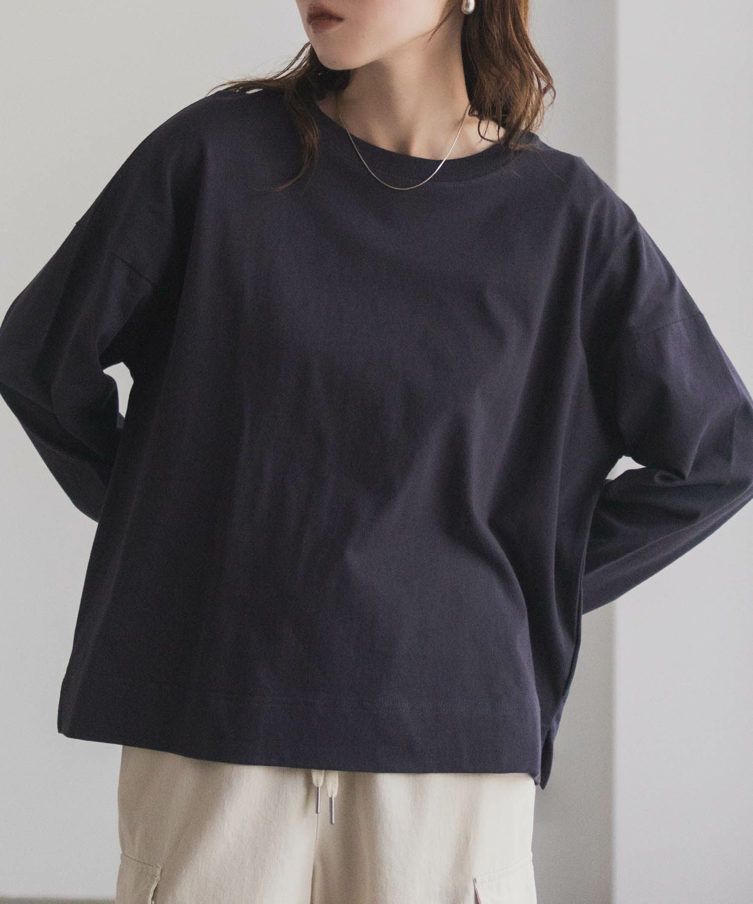 nAvy エブリーT 裾スリット長袖Tシャツ レディース ネコポス 対応商品