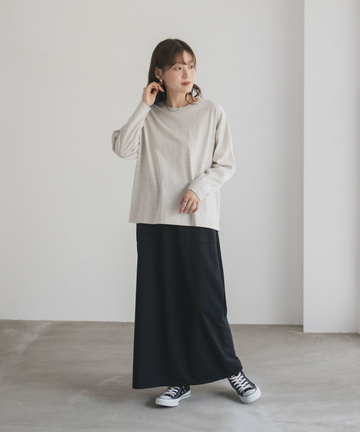 nAvy エブリーT 裾スリット長袖Tシャツ レディース ネコポス 対応商品