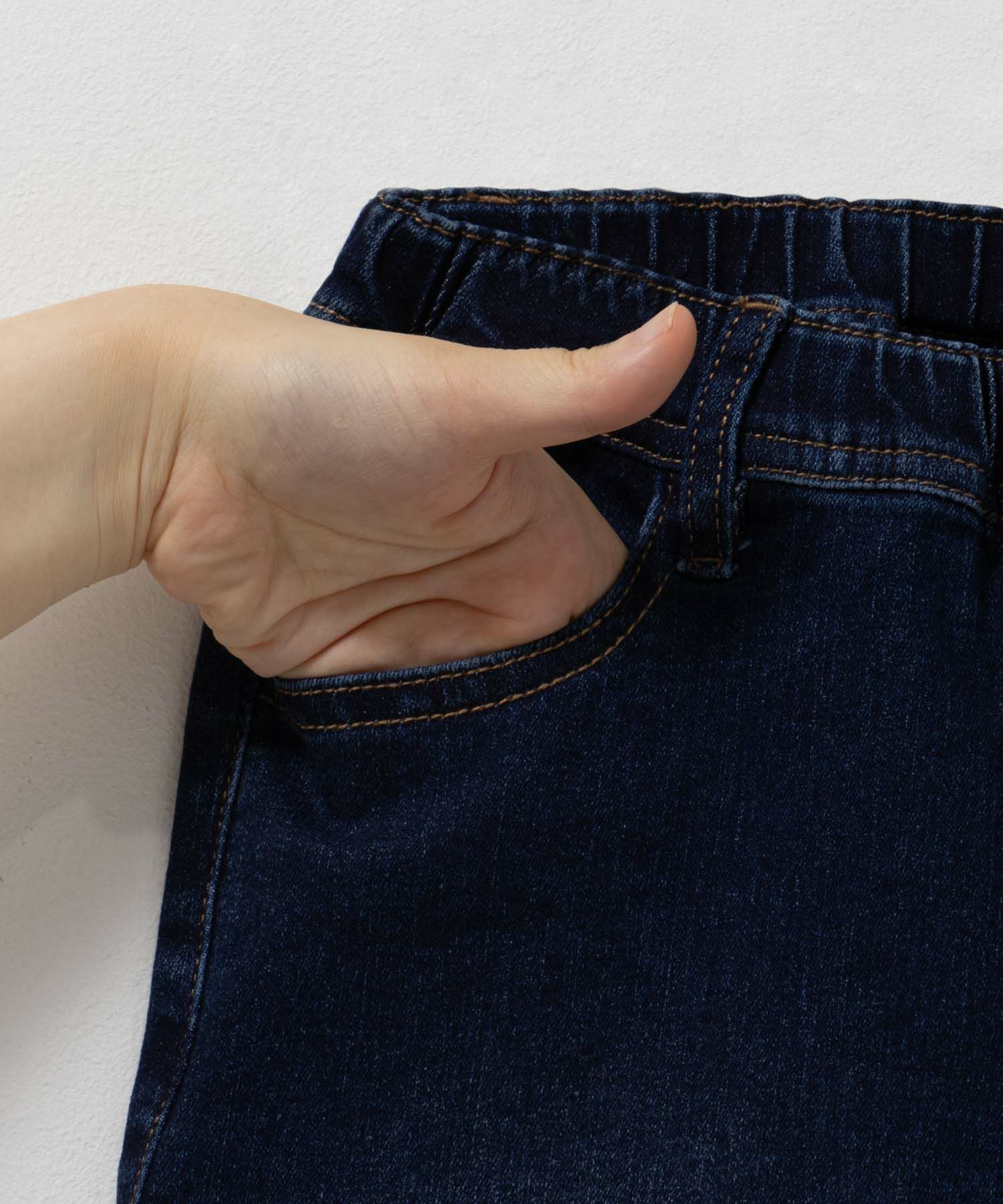 NAVY  のびるモン ストレッチデニムストレートパンツ ウエストギャザーパンツ キッズ商品画像-7