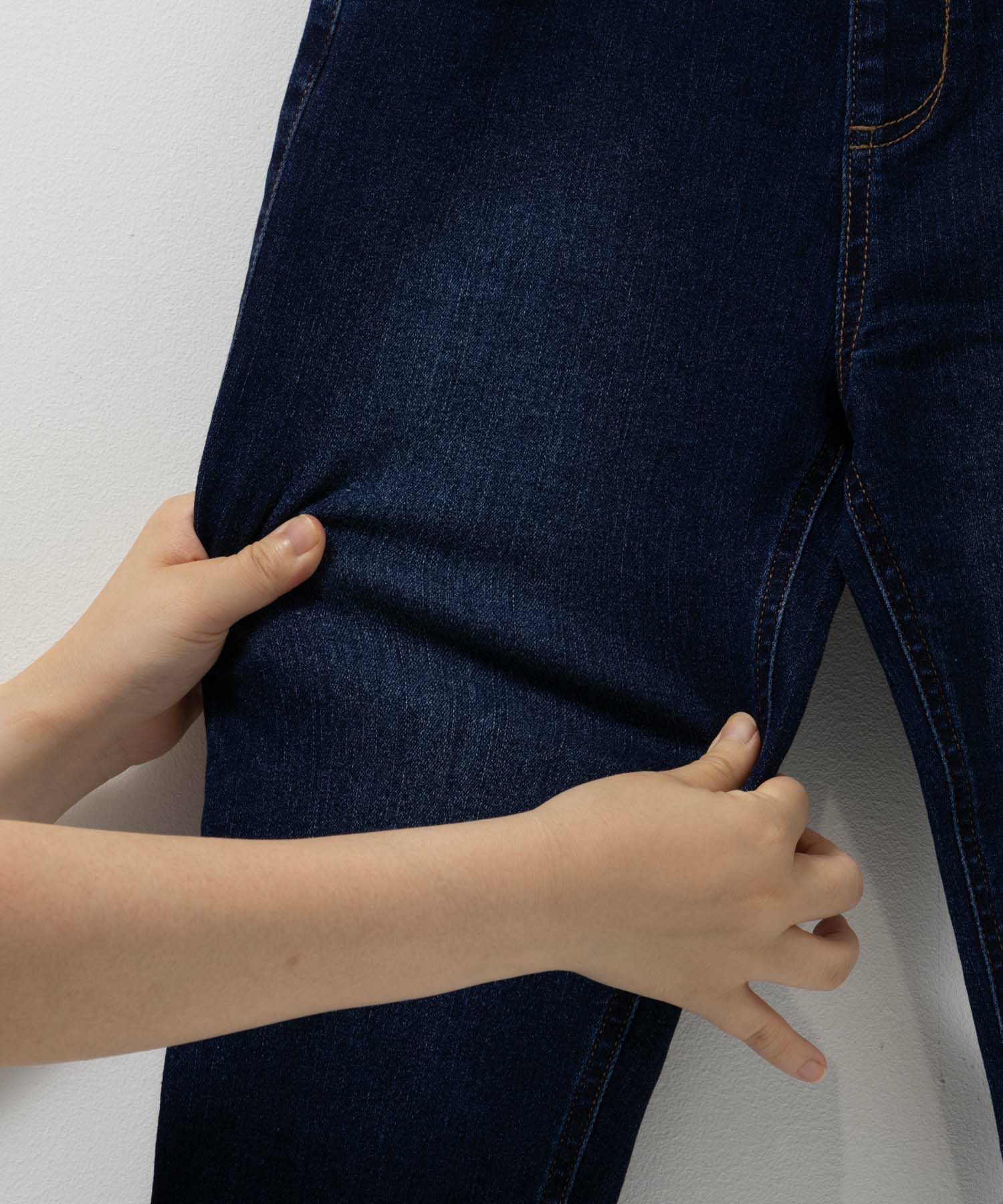 NAVY  のびるモン ストレッチデニムストレートパンツ ウエストギャザーパンツ キッズ商品サムネイル-11