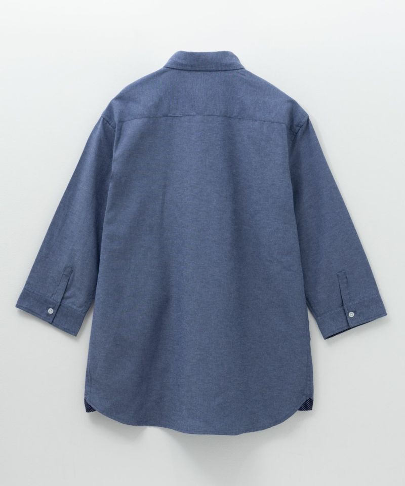 NAVY  ギミックオックスボタンダウン7分袖シャツ メンズ商品画像-6