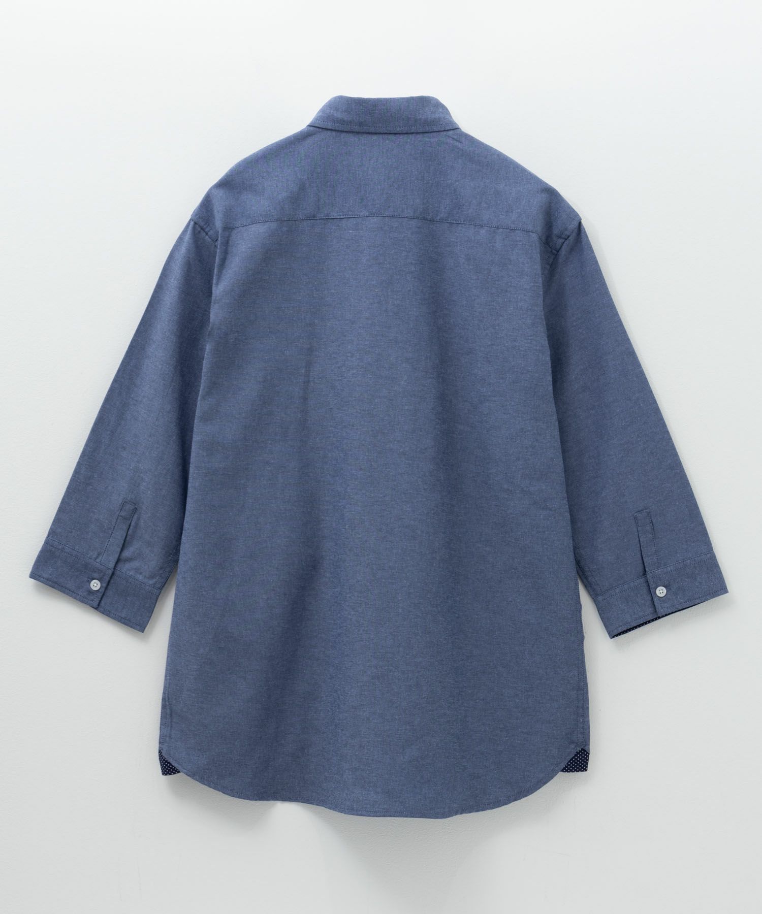 NAVY ギミックオックスボタンダウン7分袖シャツ メンズ