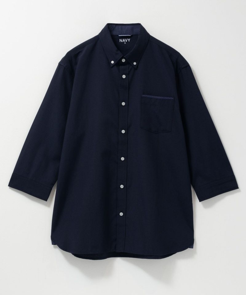 NAVY  ギミックオックスボタンダウン7分袖シャツ メンズ商品画像-7