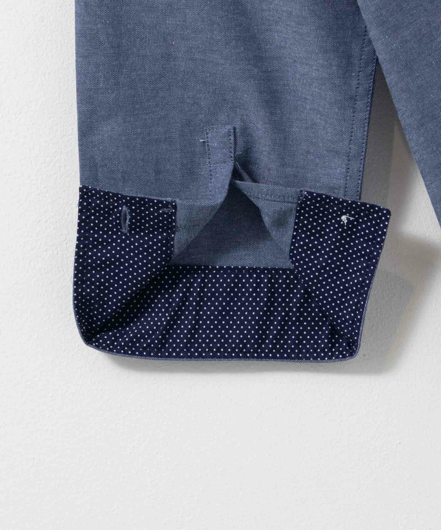 NAVY ギミックオックスボタンダウン7分袖シャツ メンズ