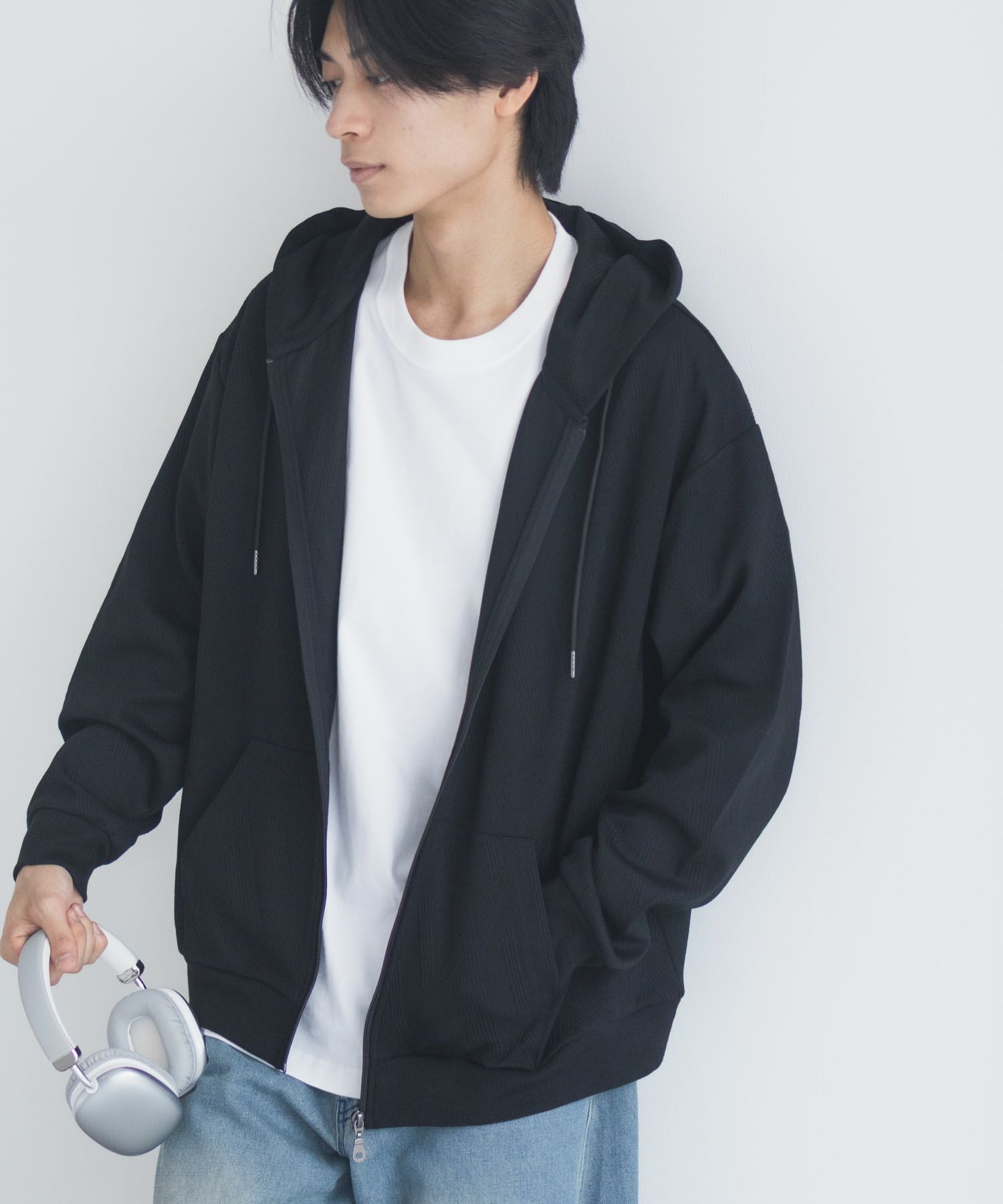 URBAN COLLECTION ふくれジャガードフルジップパーカー メンズ