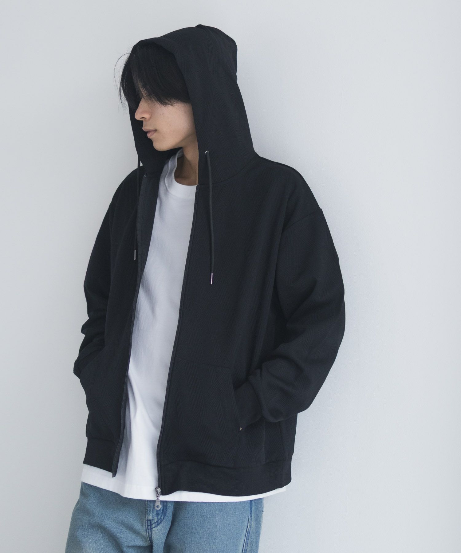 URBAN COLLECTION ふくれジャガードフルジップパーカー メンズ