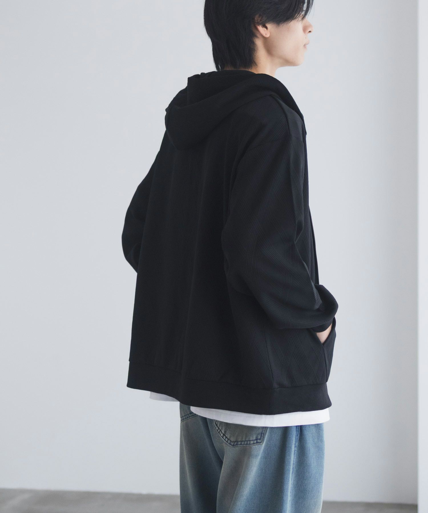 URBAN COLLECTION ふくれジャガードフルジップパーカー メンズ商品画像-8