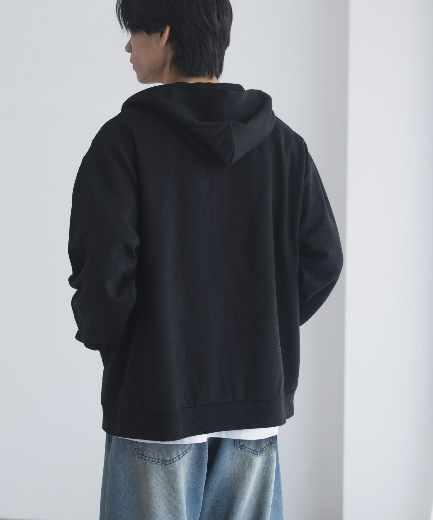 URBAN COLLECTION  ふくれジャガードフルジップパーカー メンズ商品サムネイル-9