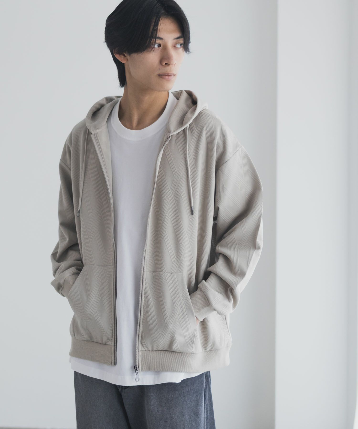 URBAN COLLECTION ふくれジャガードフルジップパーカー メンズ
