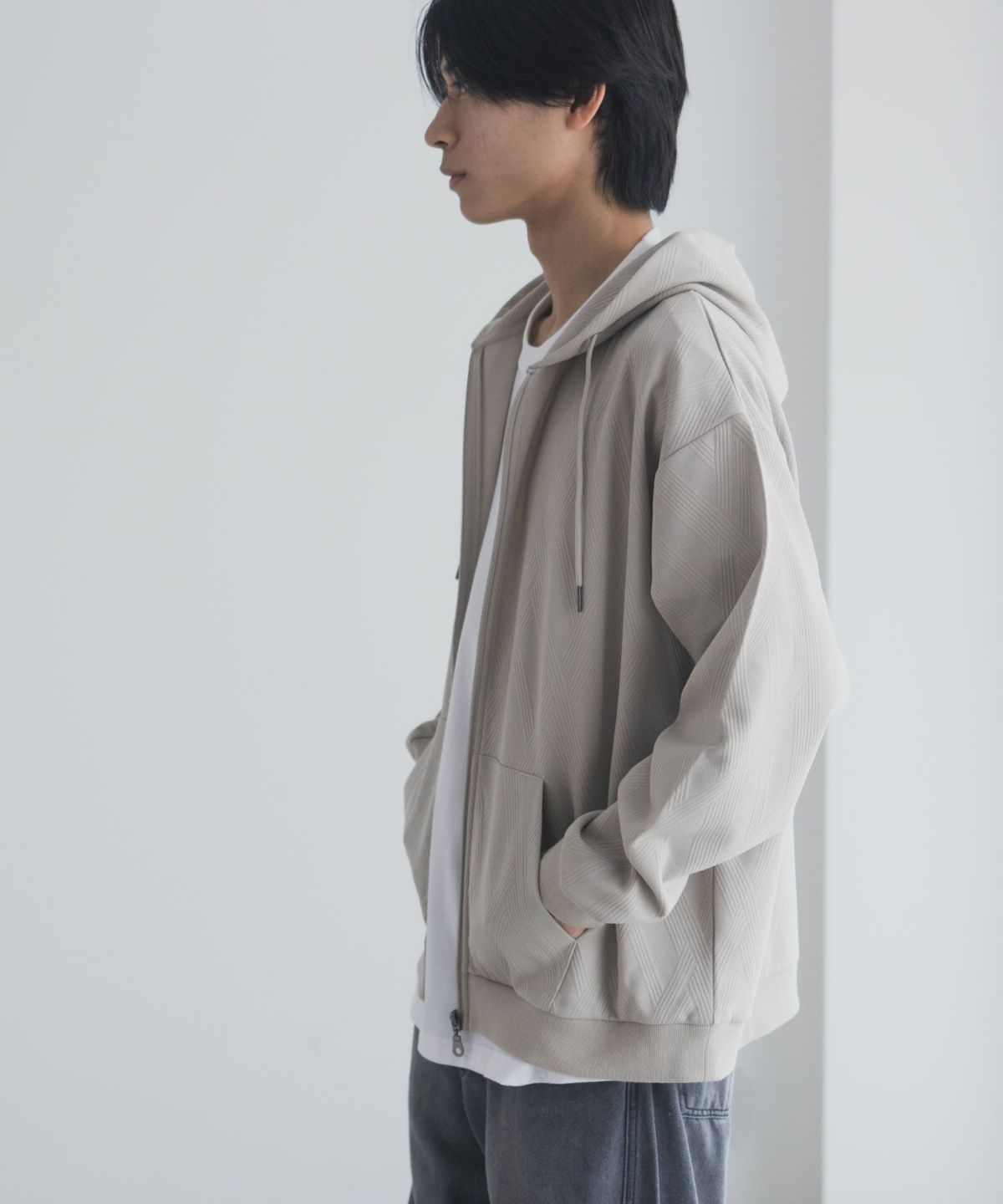 URBAN COLLECTION ふくれジャガードフルジップパーカー メンズ