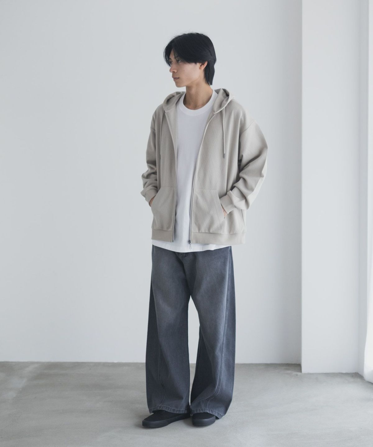 URBAN COLLECTION ふくれジャガードフルジップパーカー メンズ