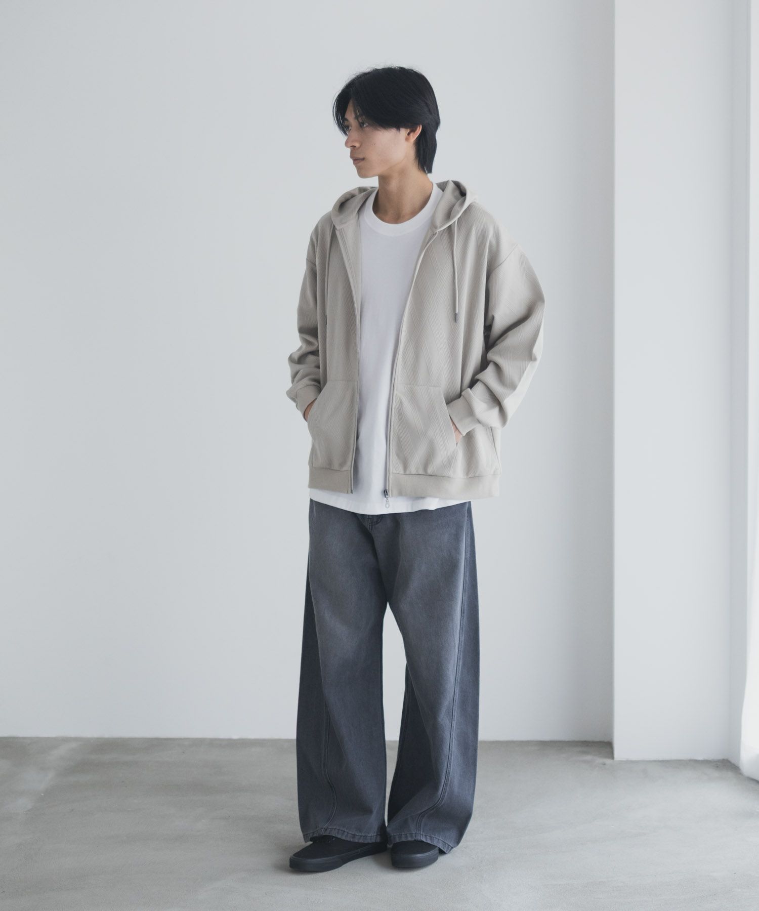 URBAN COLLECTION ふくれジャガードフルジップパーカー メンズ