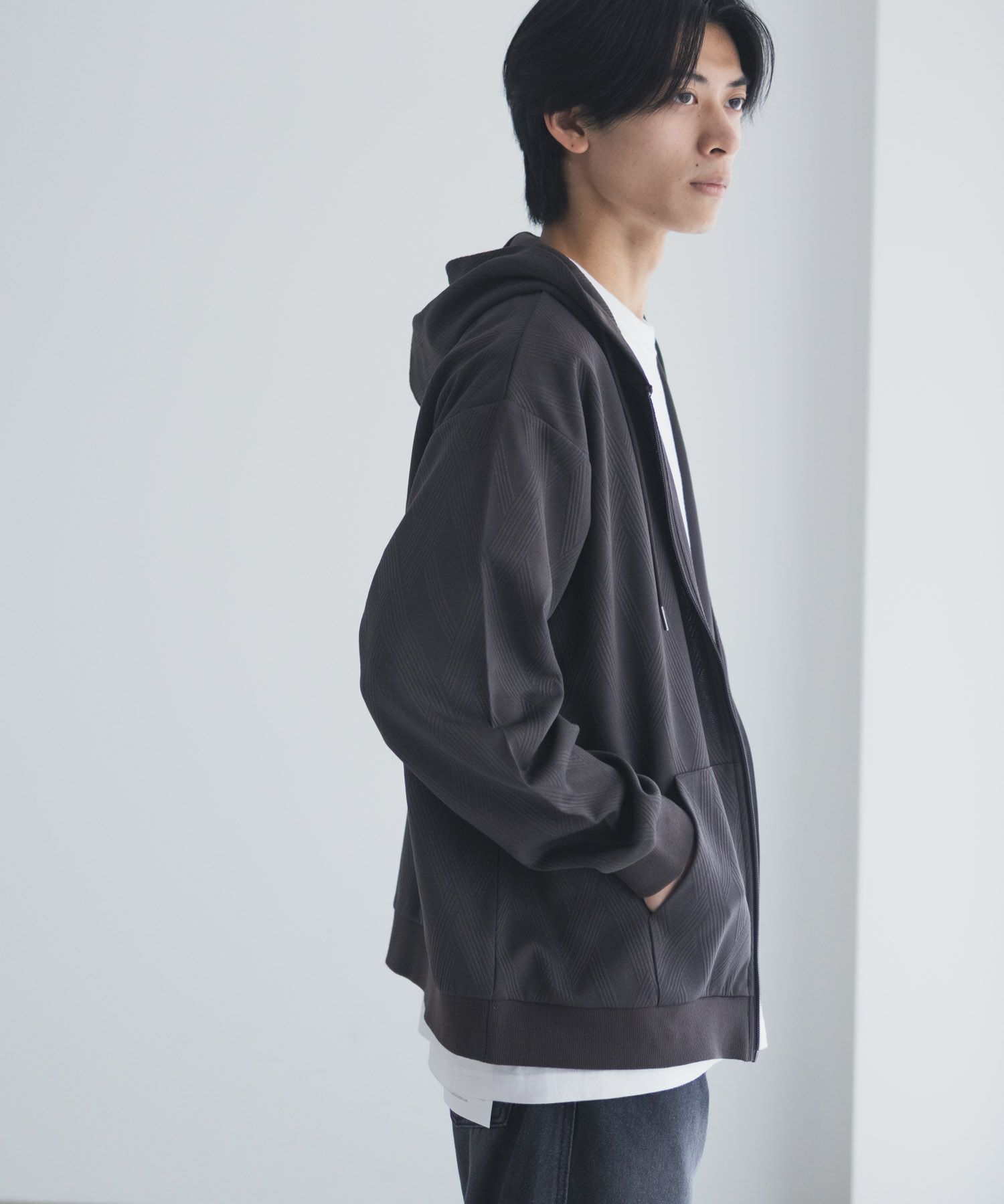 URBAN COLLECTION ふくれジャガードフルジップパーカー メンズ