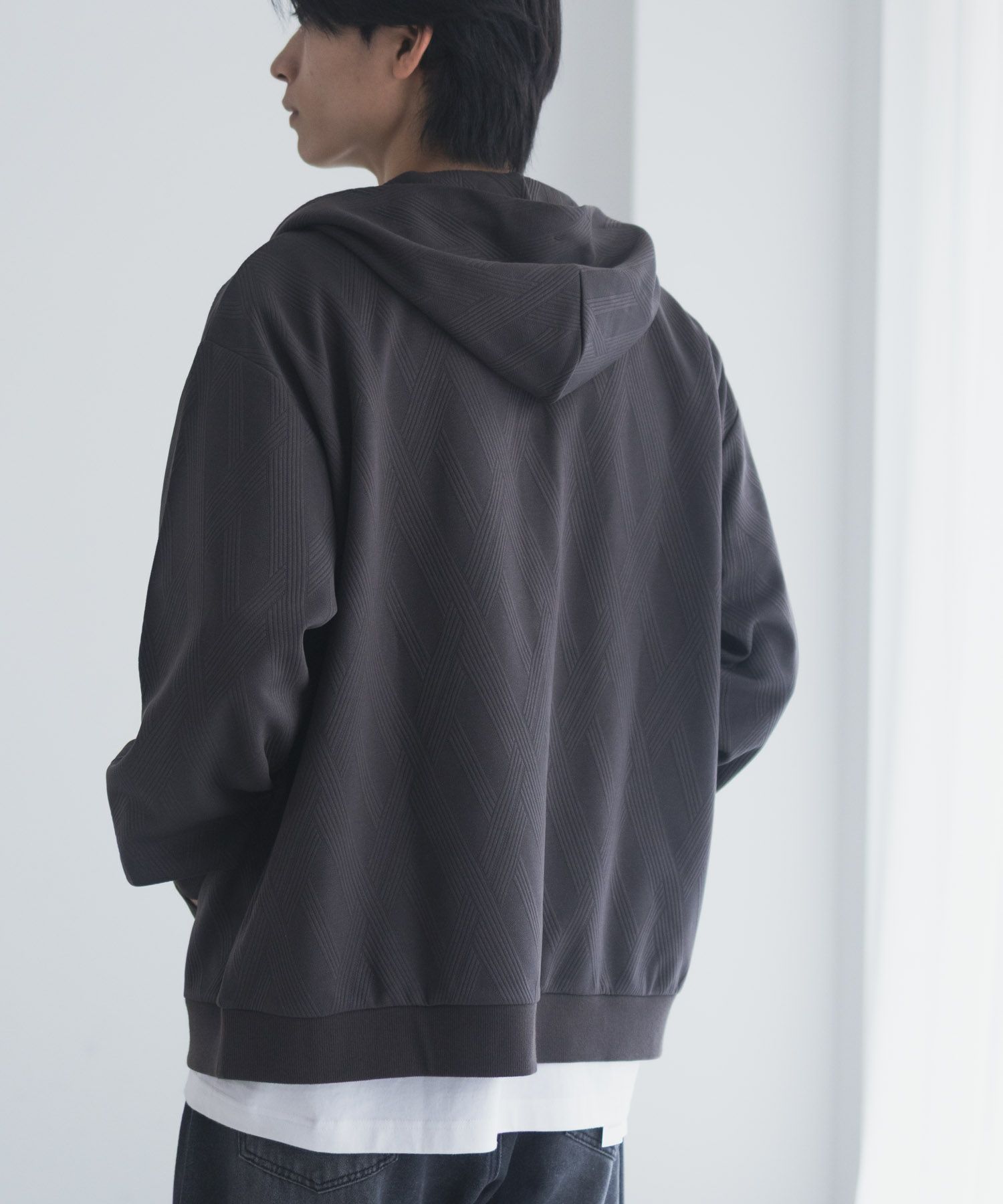 URBAN COLLECTION  ふくれジャガードフルジップパーカー メンズ商品サムネイル-18
