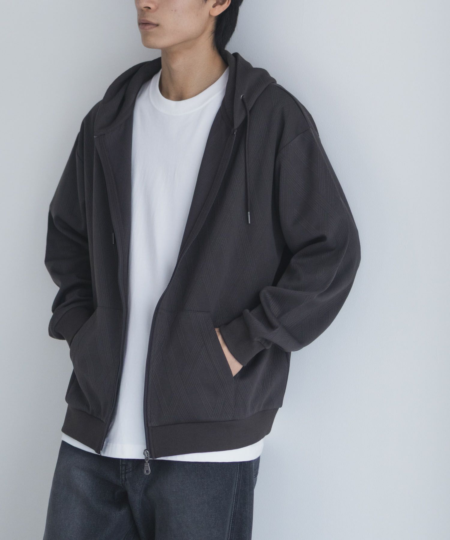 URBAN COLLECTION ふくれジャガードフルジップパーカー メンズ
