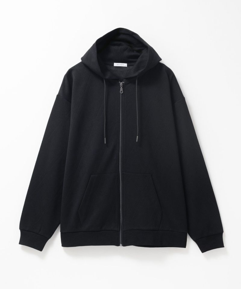 URBAN RESEARCH 黒 フルジップパーカー URBAN COLLECTION ふくれジャガードフルジップパーカー メンズ