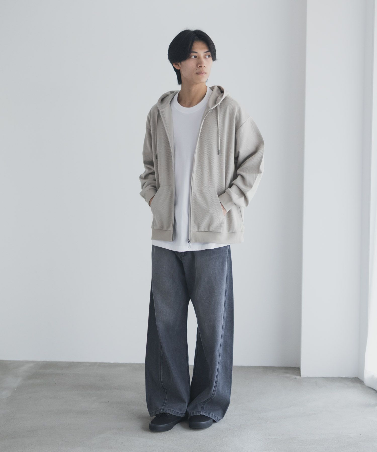 URBAN COLLECTION ふくれジャガードフルジップパーカー メンズ