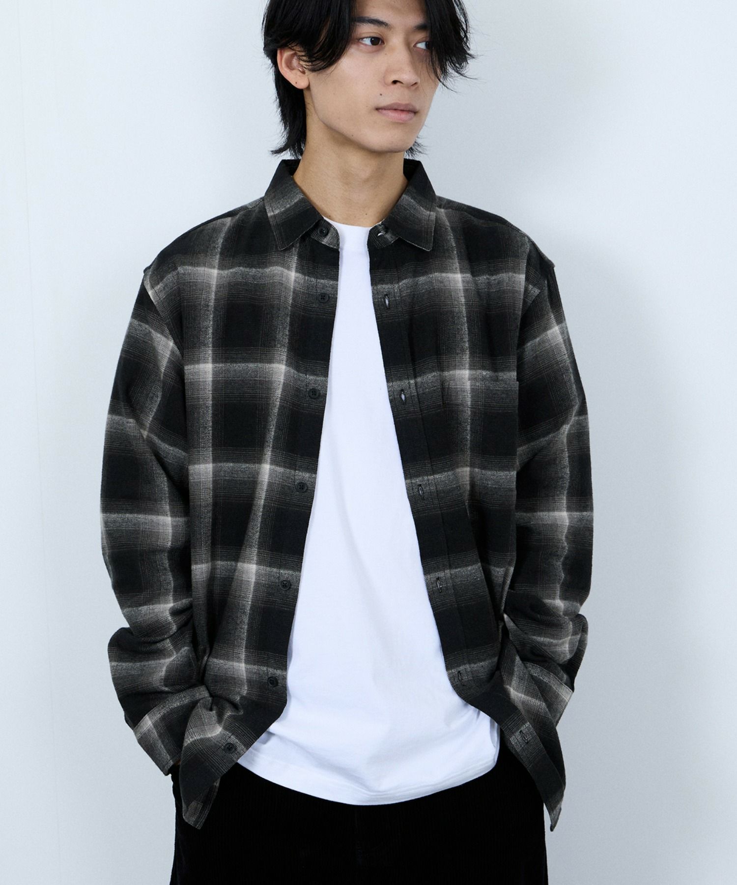 NAVY  ソフトフランネルシャツ メンズ商品画像-1