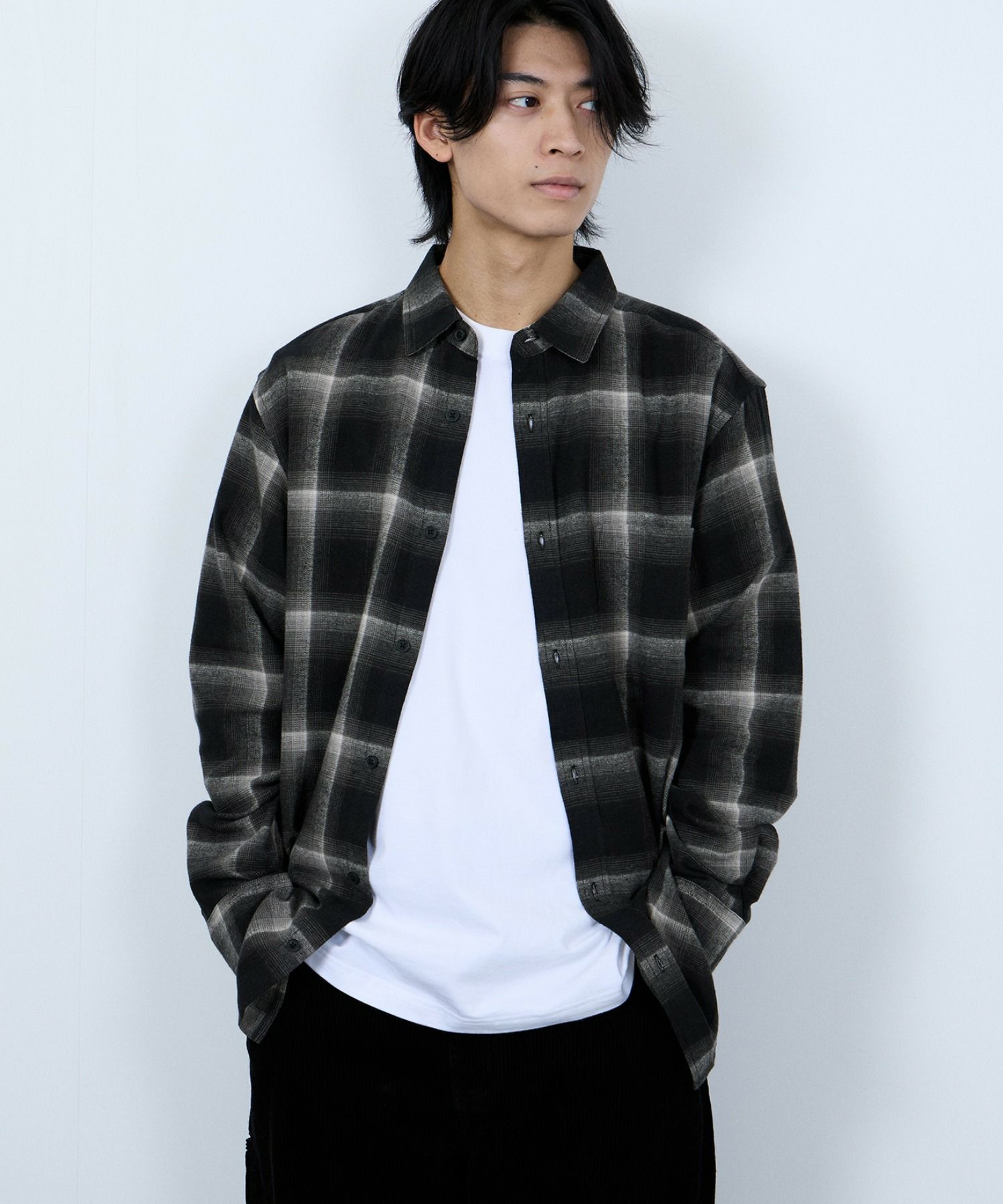 NAVY ソフトフランネルシャツ メンズ