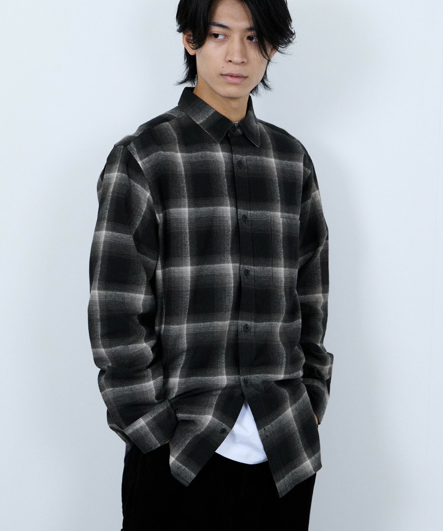 NAVY  ソフトフランネルシャツ メンズ商品画像-8