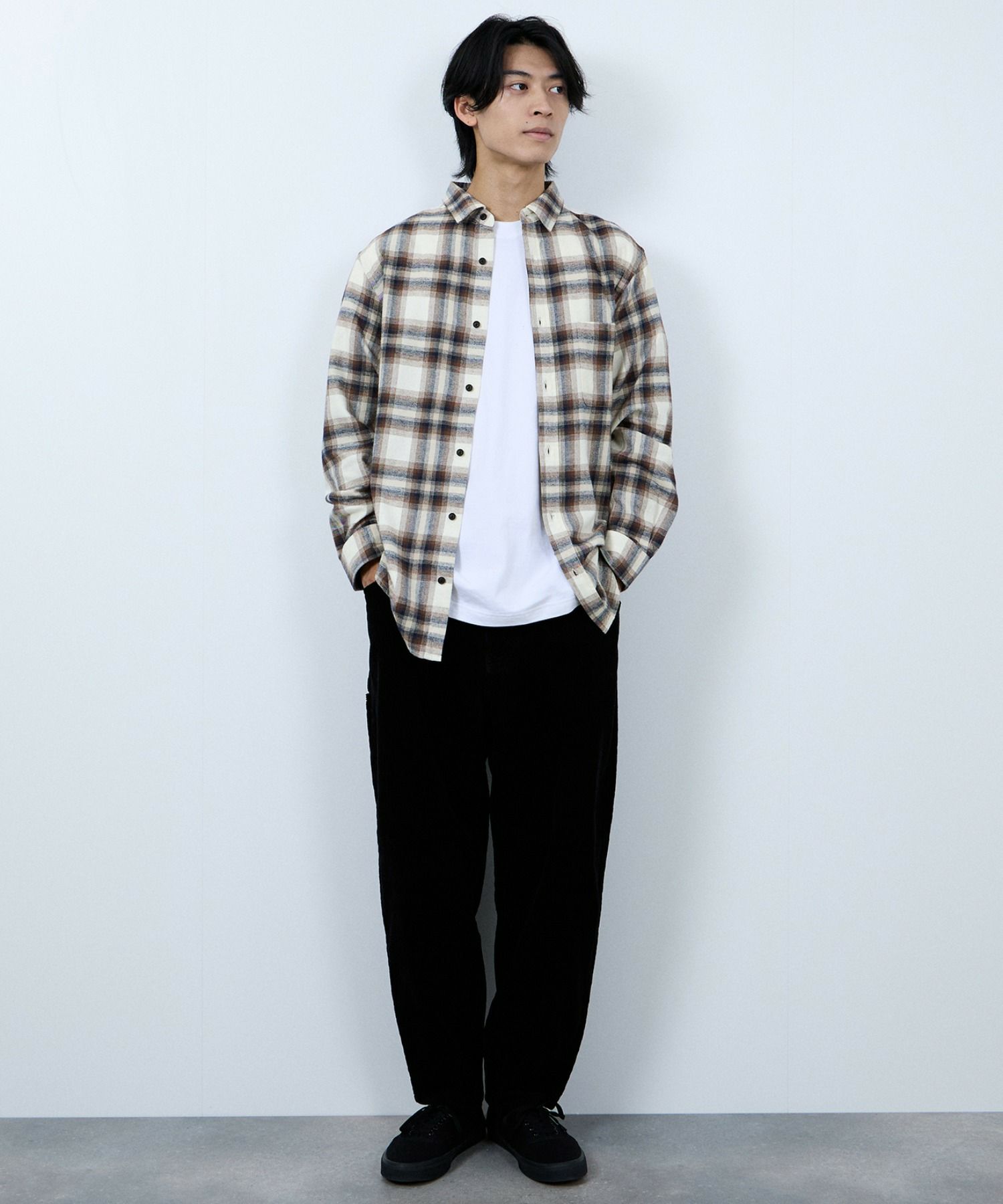 NAVY ソフトフランネルシャツ メンズ