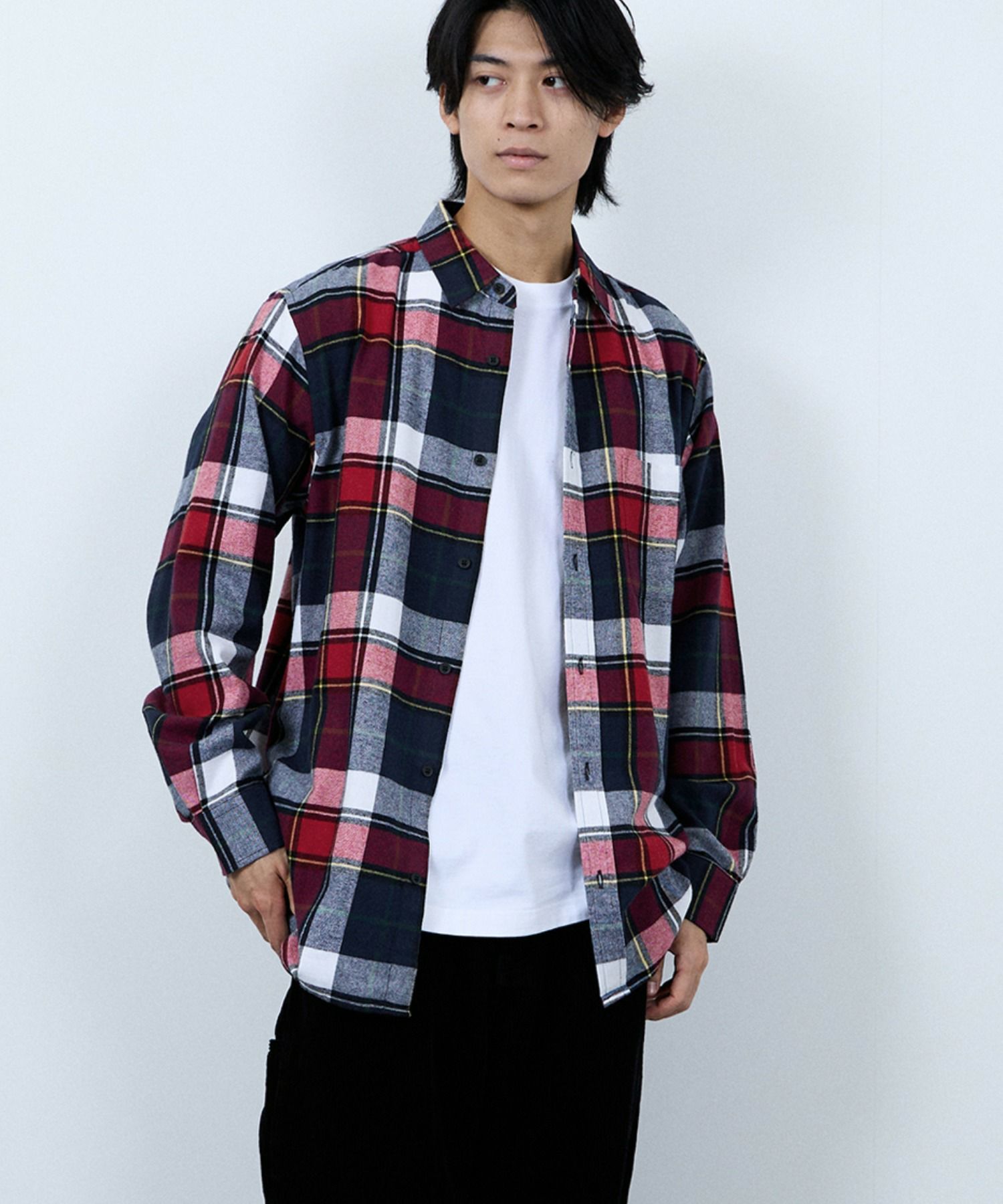 NAVY  ソフトフランネルシャツ メンズ商品画像-15