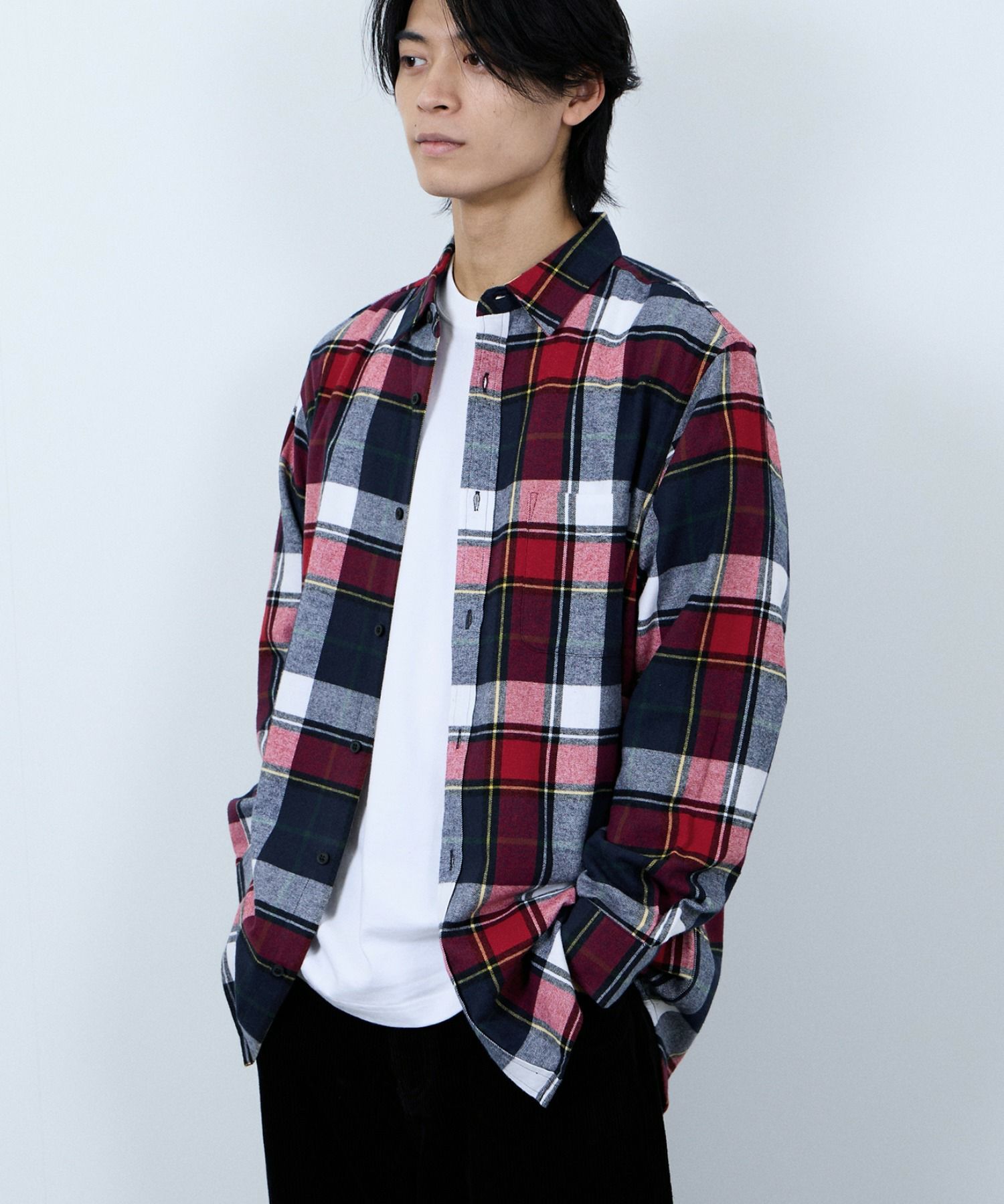 NAVY  ソフトフランネルシャツ メンズ商品画像-16