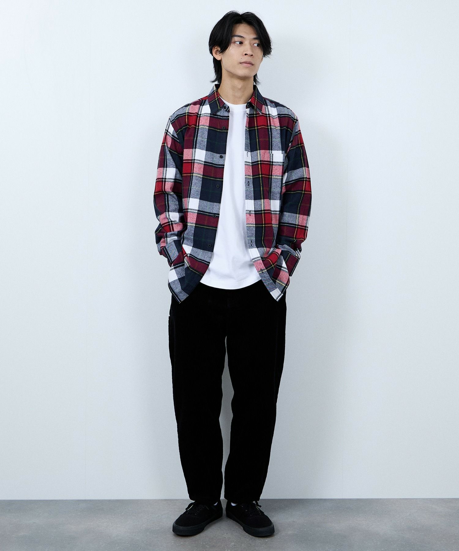 NAVY  ソフトフランネルシャツ メンズ商品画像-17